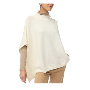 J. Crew Women’s Button Neck Poncho color Ivory One Size